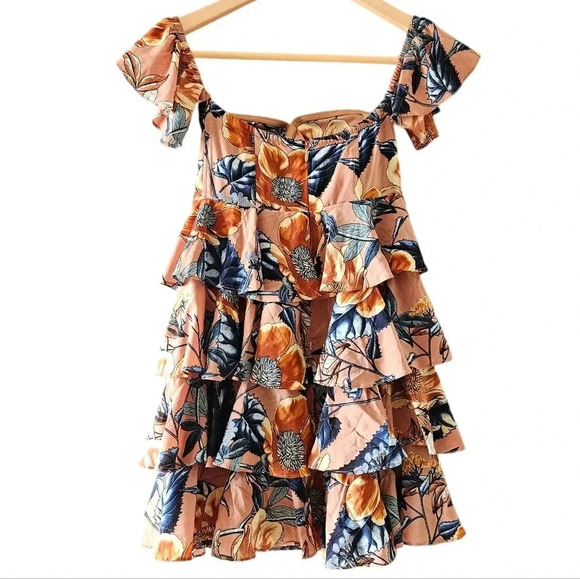 For Love And Lemons Flamenco Strapless Corset Floral Mini Dress Size Small. - Picture 12 of 16